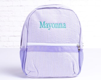 Personalized Baby Backpacks | Monogrammed Toddler Backpacks | Seersucker Backpack | Preschool Book Bag | Personalized Baby Girl Gifts