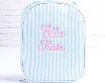 Personalized Lunch Bags for Kids | Insulated Lunch Bag | Seersucker Lunch Bag | Monogrammed Kids Lunch Bag | Lunch Box | Lunch Bag for Women