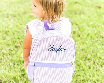 Personalized Baby Backpacks | Monogrammed Toddler Backpacks | Seersucker Backpack | Preschool Book Bag | Personalized Baby Girl Gifts