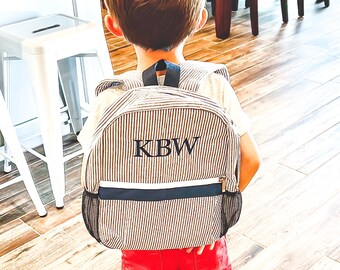 Personalized Baby Backpacks | Monogrammed Toddler Backpacks | Seersucker Backpack | Preschool Book Bag | Personalized Baby Gifts
