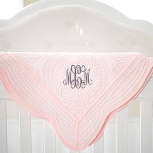 Personalized Baby Quilt | Monogram Baby Quilts | Baby Girl Quilt | Personalized Baby Gifts for Girls | Monogrammed Baby Blanket / Quilt Pink