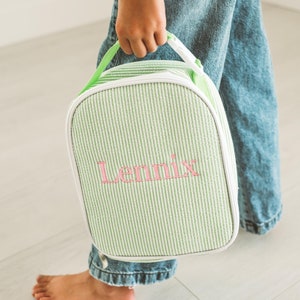 Sacs à lunch personnalisés pour enfants, Sac à lunch isotherme, Sac à lunch en seersucker, Sac à lunch monogrammé pour enfants, Boîte à lunch, Sac à lunch pour femme