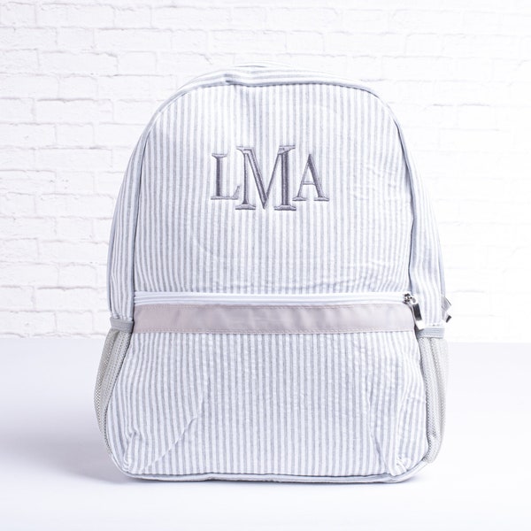 Personalized Kids Backpack | Monogrammed Backpack | Seersucker Diaper Bag | Personalized Gifts for Kids | Boys School Bag | Boys Book Bag