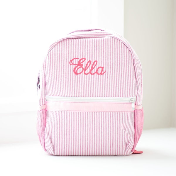 Personalized Baby Backpacks | Monogrammed Toddler Backpacks | Seersucker Backpack | Preschool Book Bag | Personalized Baby Girl Gifts