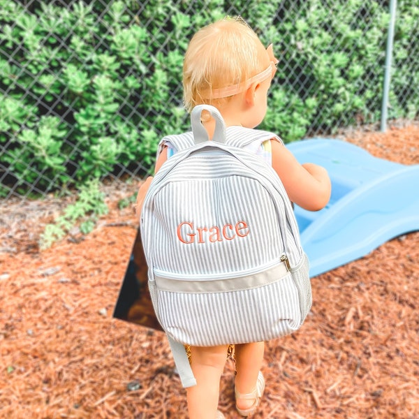 Personalized Baby Backpacks | Monogrammed Toddler Backpacks | Seersucker Backpack | Preschool Book Bag | Personalized Baby Gifts
