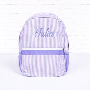 Sacs à dos personnalisés pour bébé, sacs à dos à monogramme pour tout-petit, sac à dos en seersucker, cartable préscolaire, cadeaux personnalisés pour bébé fille