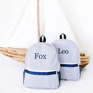 Sac à dos personnalisé pour enfant, sac à dos à monogramme, sac à langer en seersucker, cadeaux personnalisés pour enfant, cartable pour garçon, cartable pour garçon