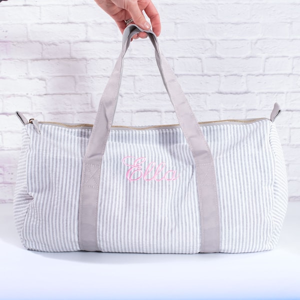 Personalized Baby Duffle Bag | Monogram Seersucker Baby Bag | Monogrammed Baby Gifts | Kids Duffel Bag | Monogram Baby Travel Bag | Kids Bag