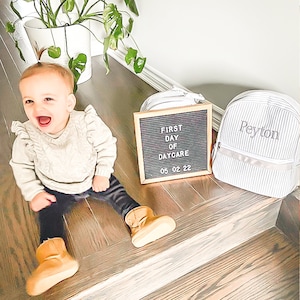 Sacs à dos personnalisés pour bébé, sacs à dos à monogramme pour tout-petit, sac à dos en seersucker, cartable préscolaire, cadeaux personnalisés pour bébé