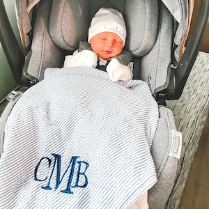 Personalized Baby Blankets | Monogrammed Seersucker Baby Blanket | Custom Baby Blanket | Personalized Baby Gifts | Baby Boy/Girl