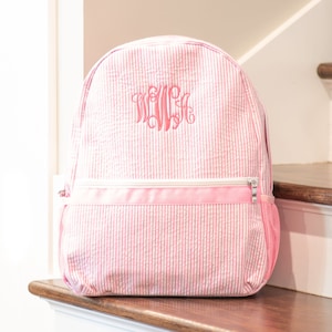 Personalized Kids Backpack, Monogrammed Backpack, Seersucker Diaper Bag, Personalized Gifts for Kids, Girls School Bag, Girls Book Bag