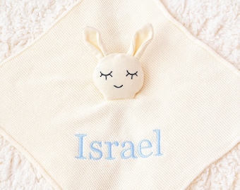 Personalized Bunny Lovey, 100% Cotton Baby Security Blanket