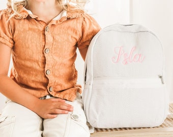 Personalized Baby Backpacks, Monogrammed Toddler Backpacks, Seersucker Backpack, Preschool Book Bag, Personalized Baby Girl Gifts