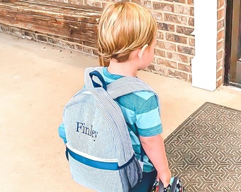 Personalized Baby Backpacks | Monogrammed Toddler Backpacks | Seersucker Backpack | Preschool Book Bag | Personalized Baby Gifts