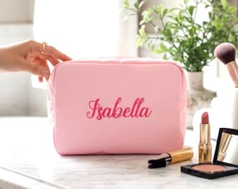 Personalized Cosmetic Bags, Oversized Makeup Bag, Monogram Makeup Organizer, Custom Toiletry Bag