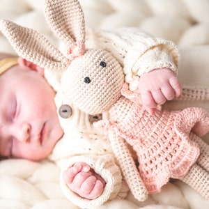Crochet Bunny Doll | Crochet Animals | Crochet Doll | Crochet Stuffed Animal | Baby Gift for Girls | Baby Shower Gift | Baby Girl Gift