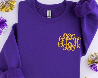 Game Day Monogrammed Sweatshirt, Embroidered Sweater, Custom Crewneck, Game Day Sweatshirt, Football Sweatshirt, Personalized Gift for Her