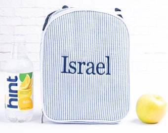 Personalized Lunch Bags for Kids, Insulated Lunch Bag, Seersucker Lunch Bag, Monogrammed Kids Lunch Bag, Lunch Box, Lunch Bag for Women