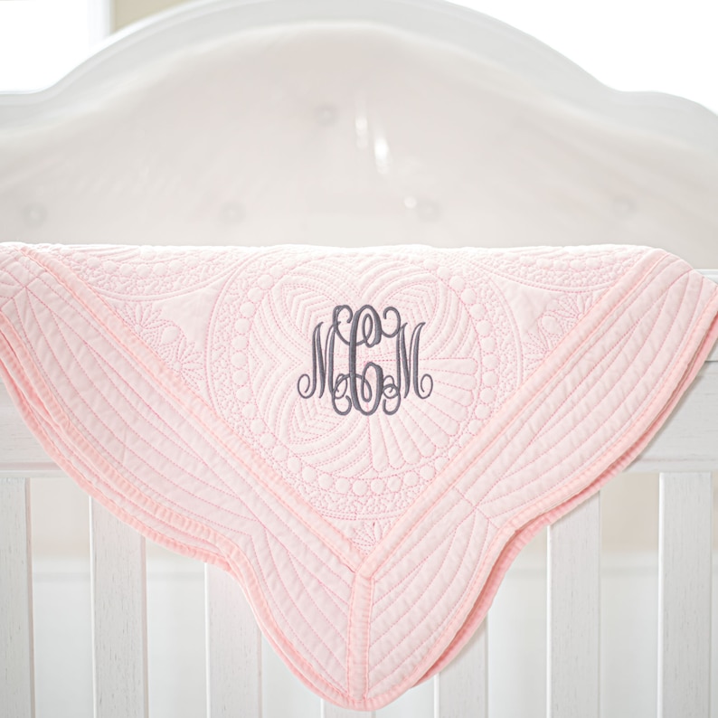 Personalized Baby Quilt | Monogram Baby Quilts | Baby Girl Quilt | Personalized Baby Gifts for Girls | Monogrammed Baby Blanket / Quilt Pink 