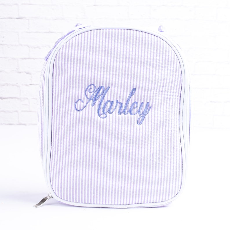 Personalized Lunch Bags for Kids | Insulated Lunch Bag | Seersucker Lunch Bag | Monogrammed Kids Lunch Bag | Lunch Box | Lunch Bag for Women