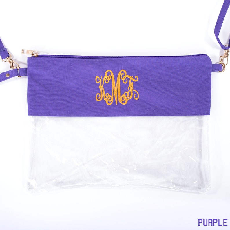 Monogram Clear Stadium Bags Personalized Bag for Gameday 8 Crossbody Bag Colors Purple