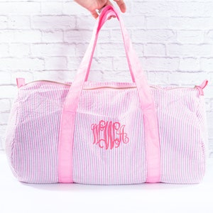 Personalized Baby Duffle Bag, Monogram Seersucker Baby Bag, Monogrammed Baby Gifts for Boys, Kids Duffel Bag, Monogram Baby Travel Bag