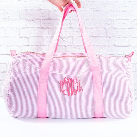 Personalized Baby Duffle Bag Monogram Seersucker Baby Bag Monogrammed Baby Gifts for Boys Kids Duffel Bag Monogram Baby Travel Bag