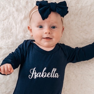 Personalized Knot Gown, Baby Girl Coming Home Outfit, Baby Hospital Outfit, Newborn Baby Girl Outfit, Baby Shower Gift for Baby Girl