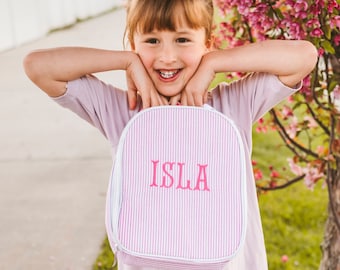 Personalized Lunch Bags for Kids | Insulated Lunch Bag | Seersucker Lunch Bag | Monogrammed Kids Lunch Bag | Lunch Box | Lunch Bag for Women