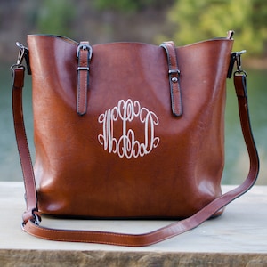 Monogrammed PU Leather Handbags Monogrammed PU Leather Purse Monogrammed Tote Bags Monogrammed Handbags PU Leather Tote Bag image 1