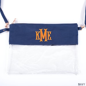 Monogram Clear Stadium Bags Personalized Bag for Gameday 8 Crossbody Bag Colors Navy