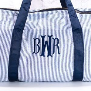 Personalized Baby Duffle Bag Monogram Seersucker Baby Bag Monogrammed Baby Gifts for Boys Kids Duffel Bag Monogram Baby Travel Bag image 9