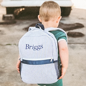 Personalized Baby Backpacks, Monogrammed Toddler Backpacks, Seersucker Backpack, Preschool Book Bag, Personalized Baby Gifts