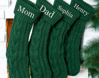 Embroidered Christmas Stocking, Personalized Knit Family Stockings
