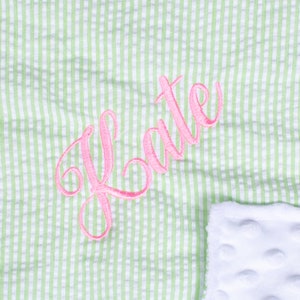 Personalized Baby Blankets, Monogrammed Seersucker Crib Blanket, Custom Baby Blanket, Personalized Baby Gifts, Personalized Kids Blanket