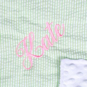 Personalized Baby Blankets | Monogrammed Seersucker Crib Blanket | Custom Baby Blanket | Personalized Baby Gifts | Personalized Kids Blanket