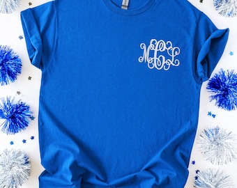 Game Day Monogrammed T-Shirt, Embroidered Shirt, Custom Tees, Football T-Shirt, Personalized Gift for Her, Personalized Graduation Gift