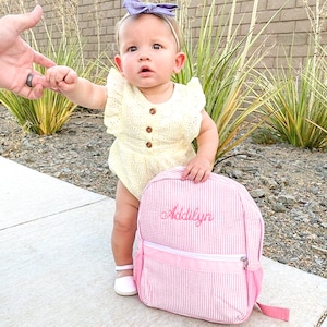 Personalized Baby Backpacks, Monogrammed Toddler Backpacks, Seersucker Backpack, Preschool Book Bag, Personalized Baby Gifts