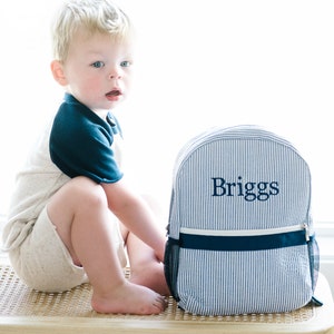 Personalized Baby Backpacks, Monogrammed Toddler Backpacks, Seersucker Backpack, Preschool Book Bag, Personalized Baby Gifts