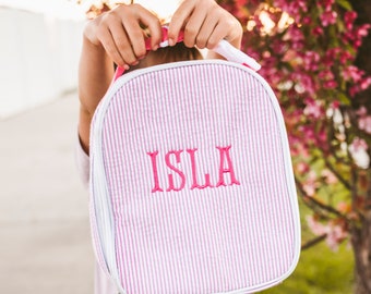 Personalized Lunch Bags for Kids | Insulated Lunch Bag | Seersucker Lunch Bag | Monogrammed Kids Lunch Bag | Lunch Box | Lunch Bag for Women