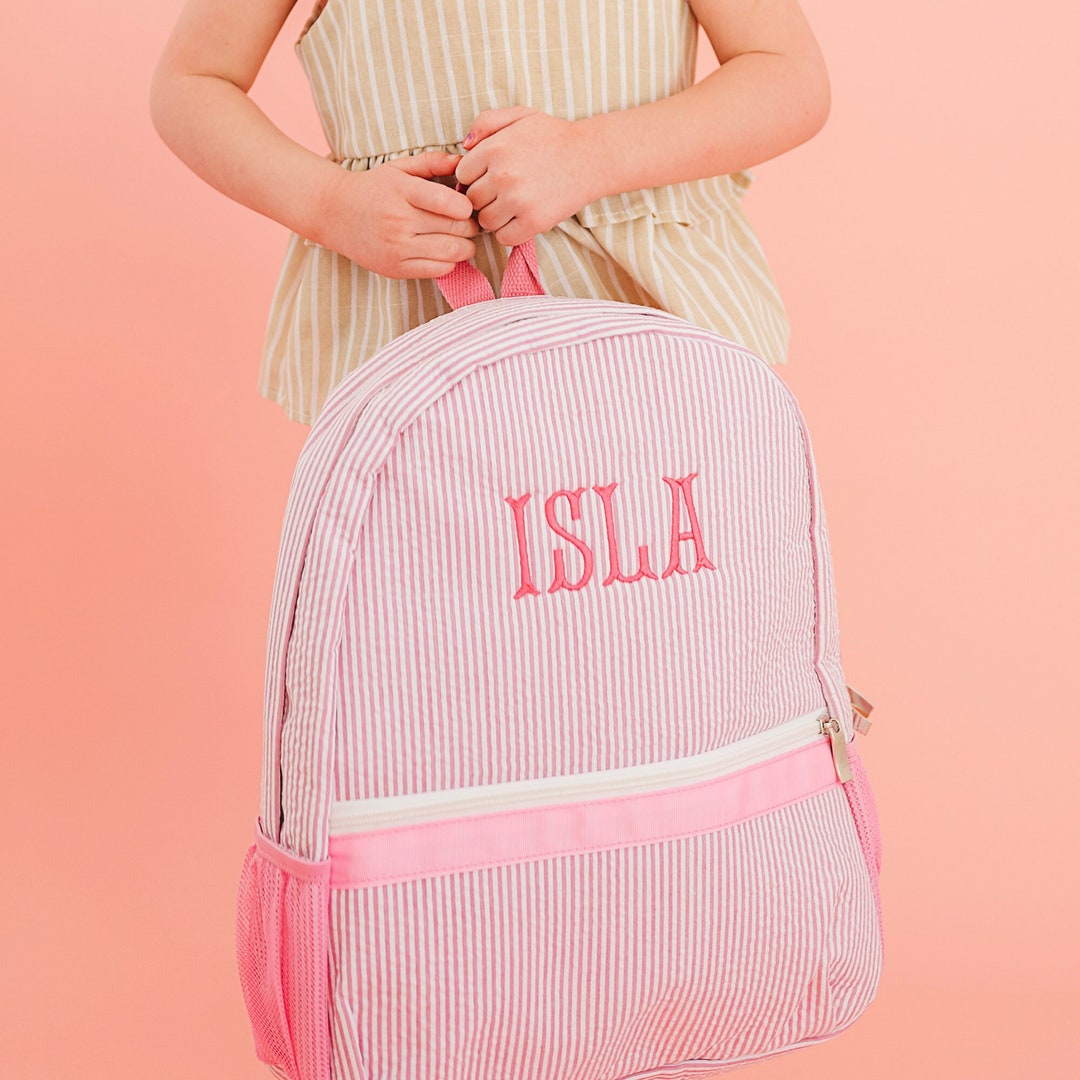 Personalized Kids Backpack Monogrammed Backpack Seersucker Diaper Bag
