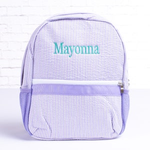 Personalized Baby Backpacks, Monogrammed Toddler Backpacks, Seersucker Backpack, Preschool Book Bag, Personalized Baby Girl Gifts