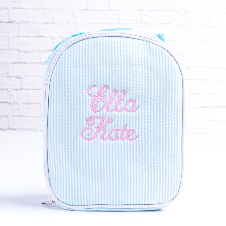 Personalized Lunch Bags for Kids, Insulated Lunch Bag, Seersucker Lunch Bag, Monogrammed Kids Lunch Bag, Lunch Box, Lunch Bag for Women