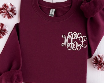 Game Day Monogrammed Sweatshirt, Embroidered Sweater, Custom Crewneck, Game Day Sweatshirt, Football Sweatshirt, Personalized Gift for Her