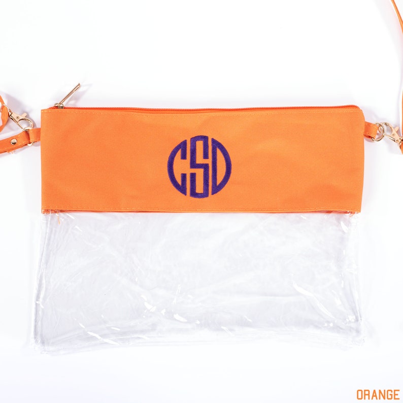 Monogram Clear Stadium Bags Personalized Bag for Gameday 8 Crossbody Bag Colors Orange