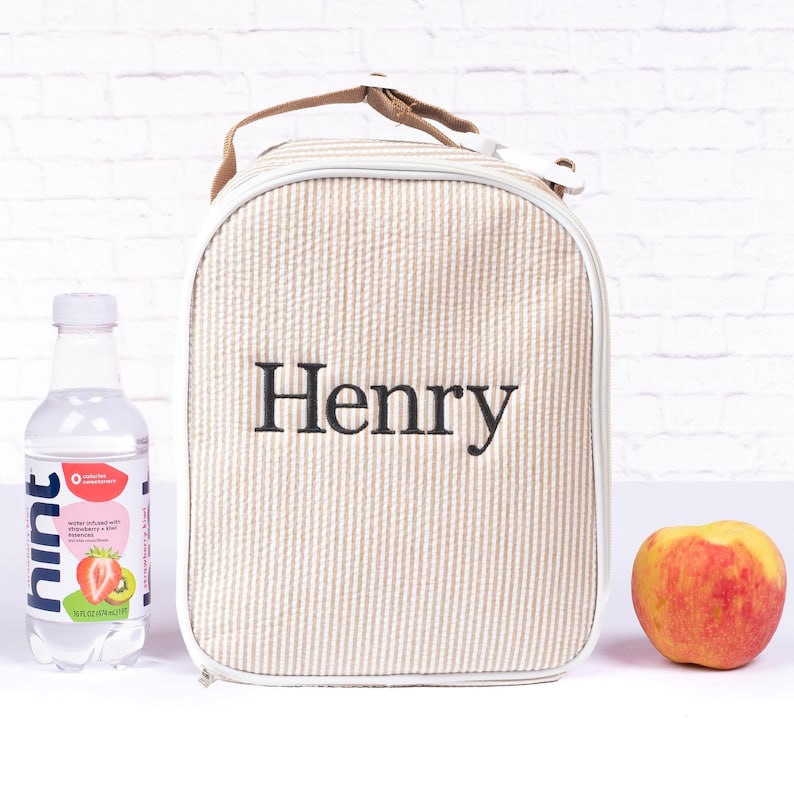 Personalized Lunch Bags for Kids | Insulated Lunch Bag | Seersucker Lunch Bag | Monogrammed Kids Lunch Bag | Lunch Box | Lunch Bag for Women