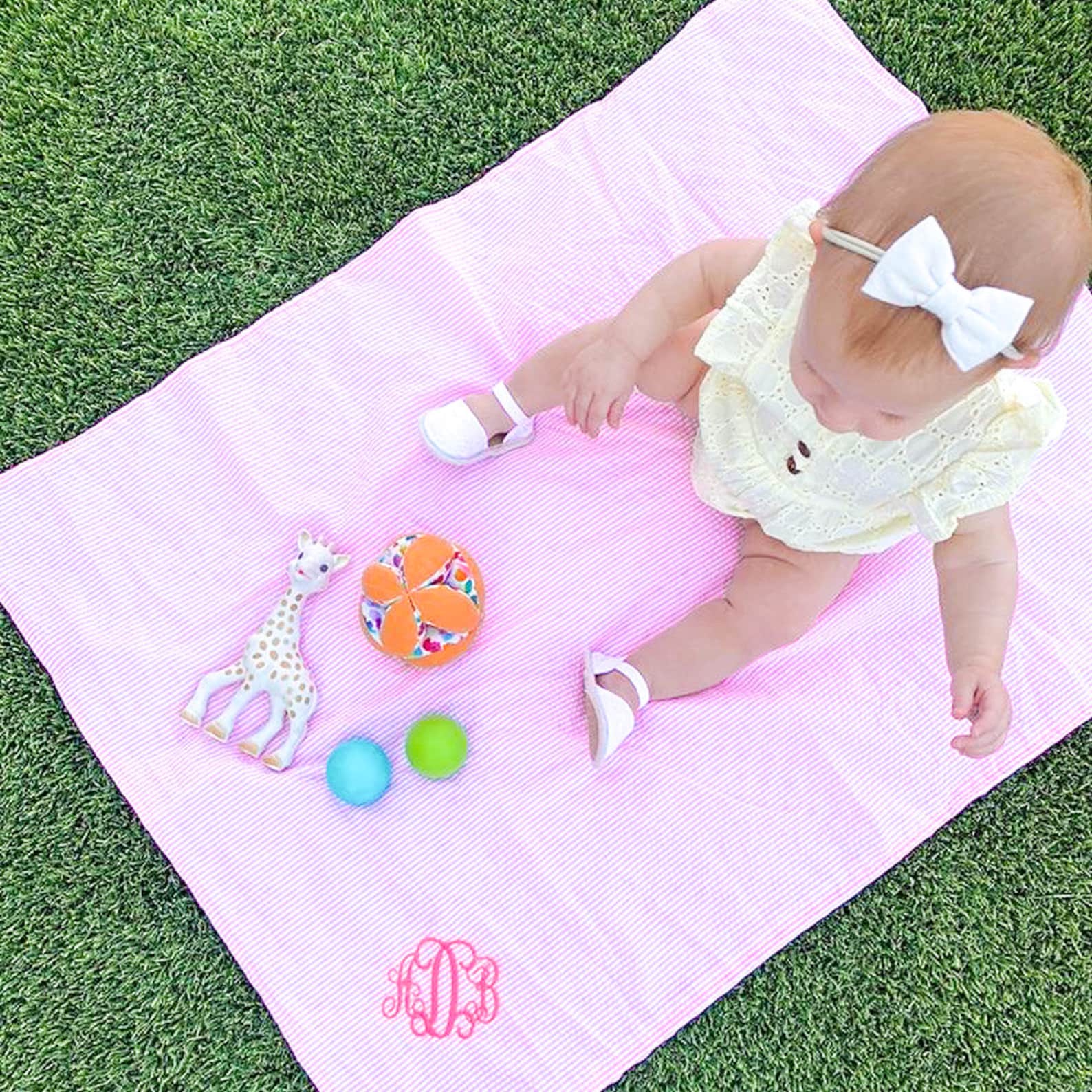 Personalized Baby Blankets Monogrammed Seersucker Baby Blanket Custom Baby Blanket Personalized