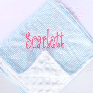 Personalized Baby Blankets, Monogrammed Seersucker Baby Blanket, Custom Baby Blanket, Personalized Baby Gifts, Baby Boy Gift