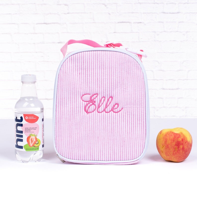 Personalized Lunch Bags for Kids | Insulated Lunch Bag | Seersucker Lunch Bag | Monogrammed Kids Lunch Bag | Lunch Box | Lunch Bag for Women 