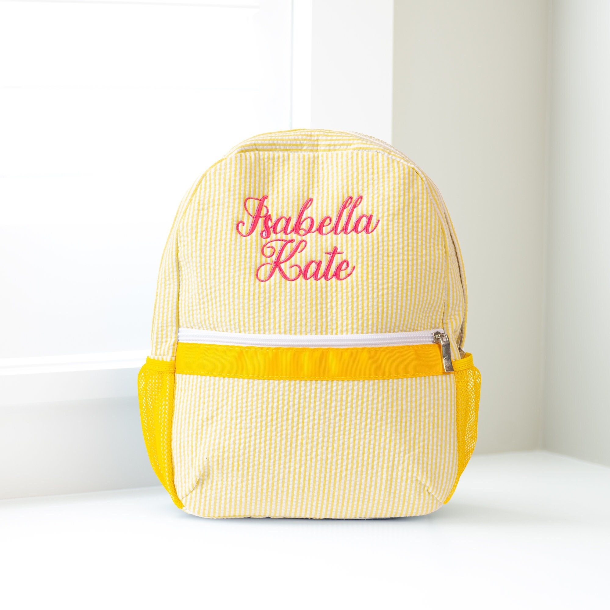 Personalized Baby Backpacks, Monogrammed Toddler Backpacks, Seersucker Backpack, Preschool Book Bag, Personalized Baby Gifts